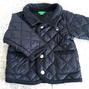 United Colors of Benetton navy quilted baby jacket in navy blue 3 to 6 m…